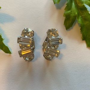Bridal Rhinestone clip on earrings